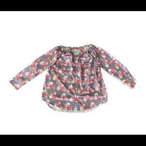 Women’s Hula Tease 3/4 Sleeeve Blouse with Floral Triangle Print Size Small